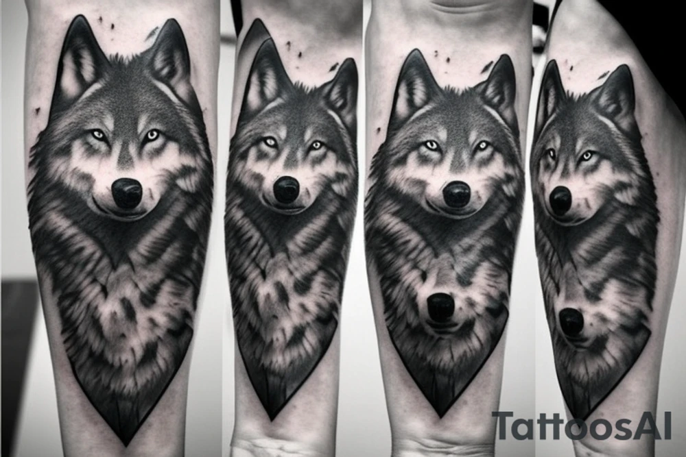 wolf intimidating look tattoo idea