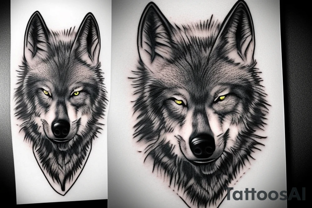 wolf intimidating look tattoo idea