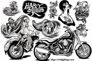 Harley riding on rough seas tattoo idea