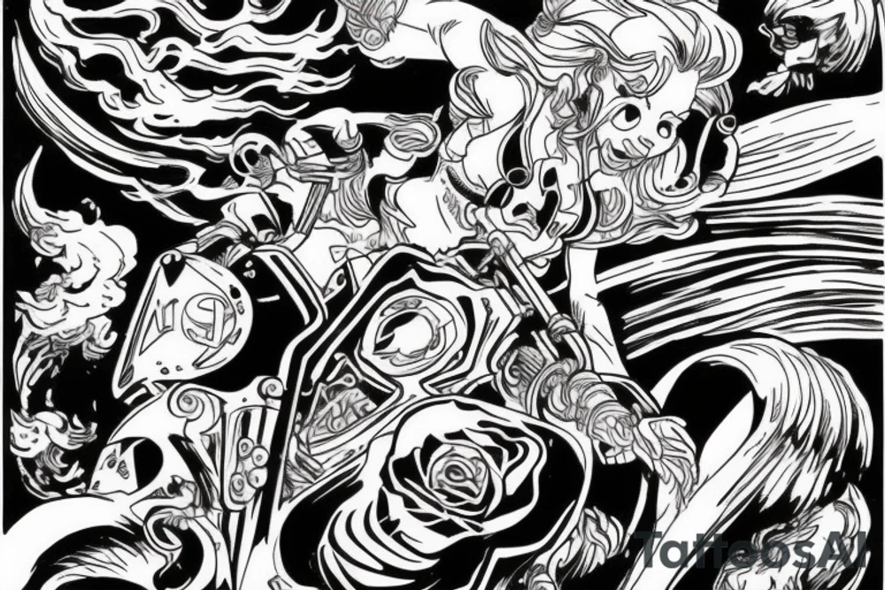 Harley riding on rough seas tattoo idea