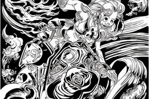Harley riding on rough seas tattoo idea