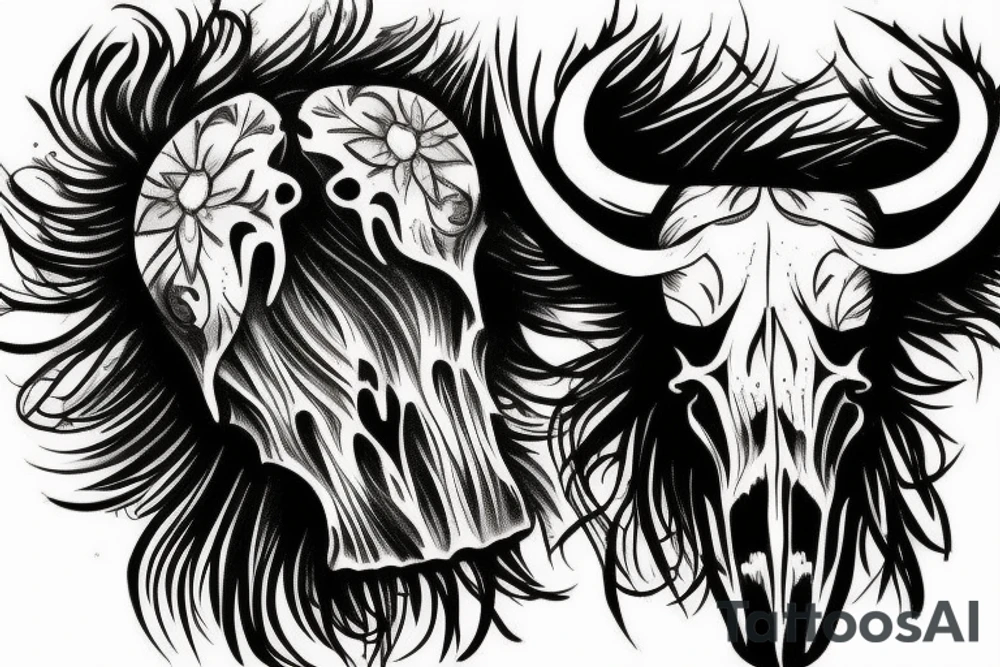 Buffalo skull tattoo idea