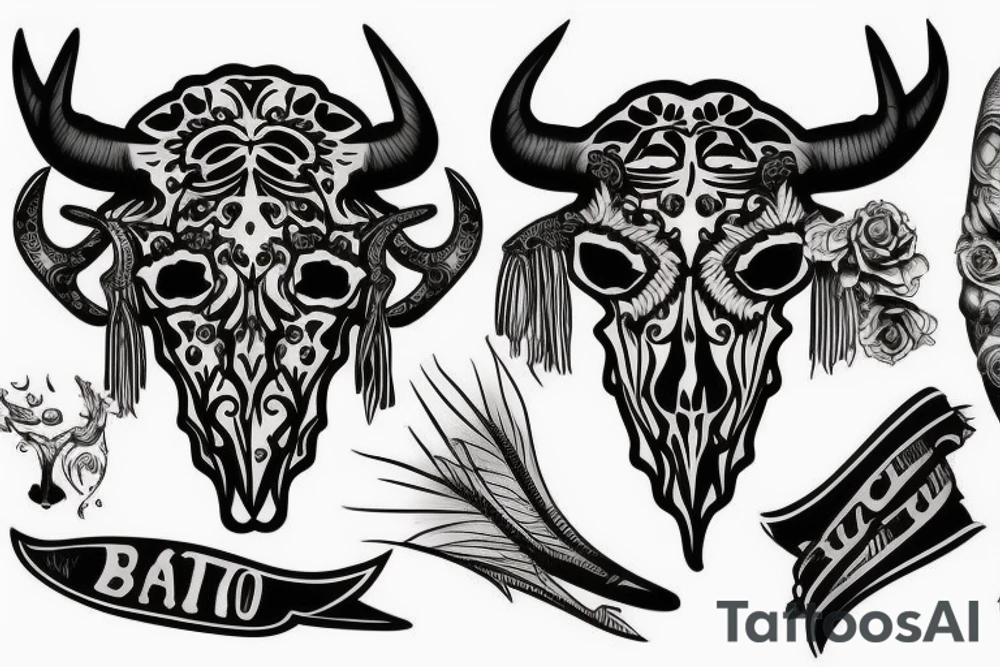 Buffalo skull tattoo idea
