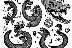 god crocodile and moon tattoo idea