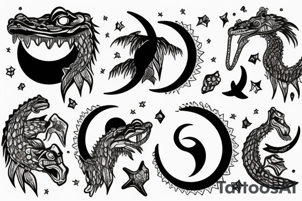 god crocodile and moon tattoo idea