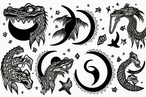 god crocodile and moon tattoo idea