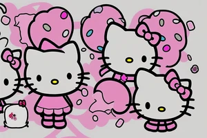 hello kitty flying on a pink sugar candy cloud tattoo idea