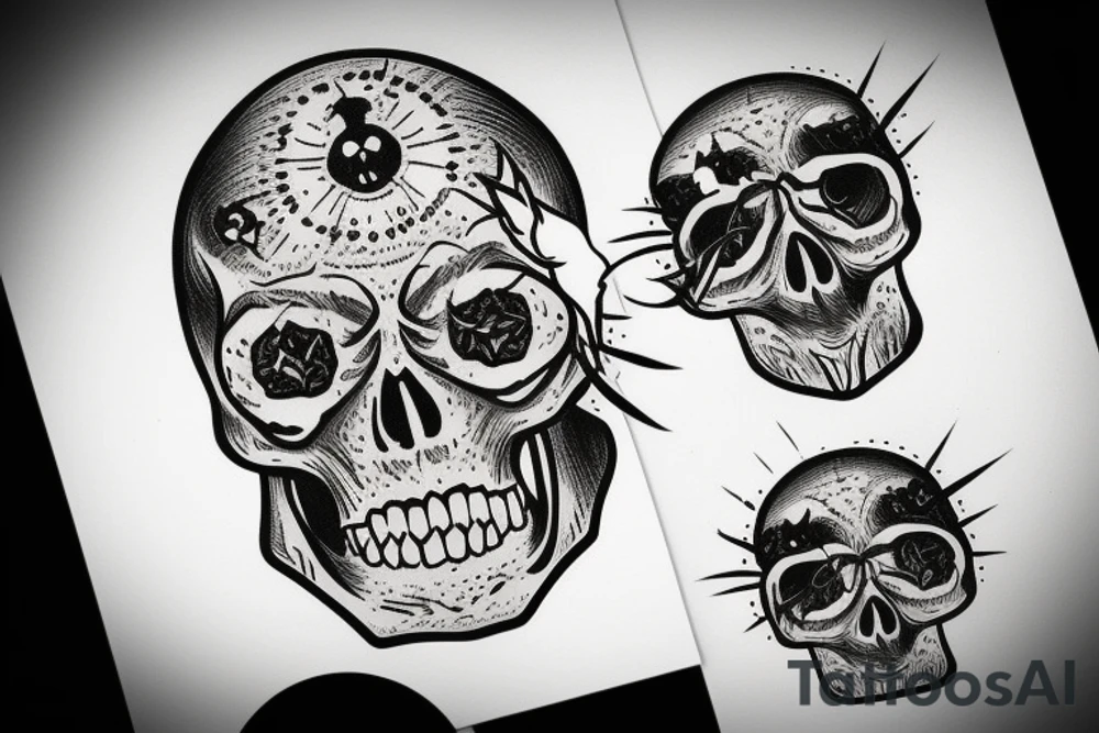 earth nature space skull tattoo idea