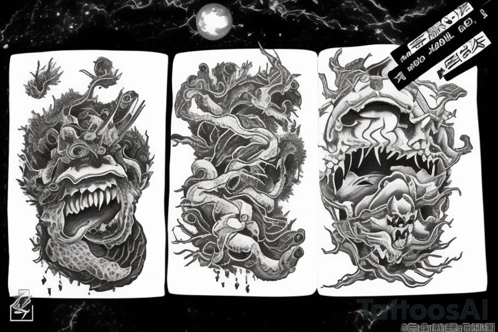 nature space freedom earth monster tattoo idea