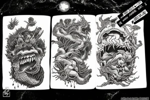 nature space freedom earth monster tattoo idea