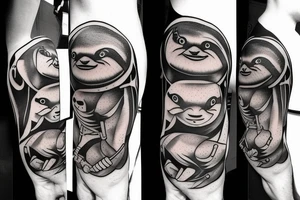 Sloth weightlifting with a sword tattoo idea