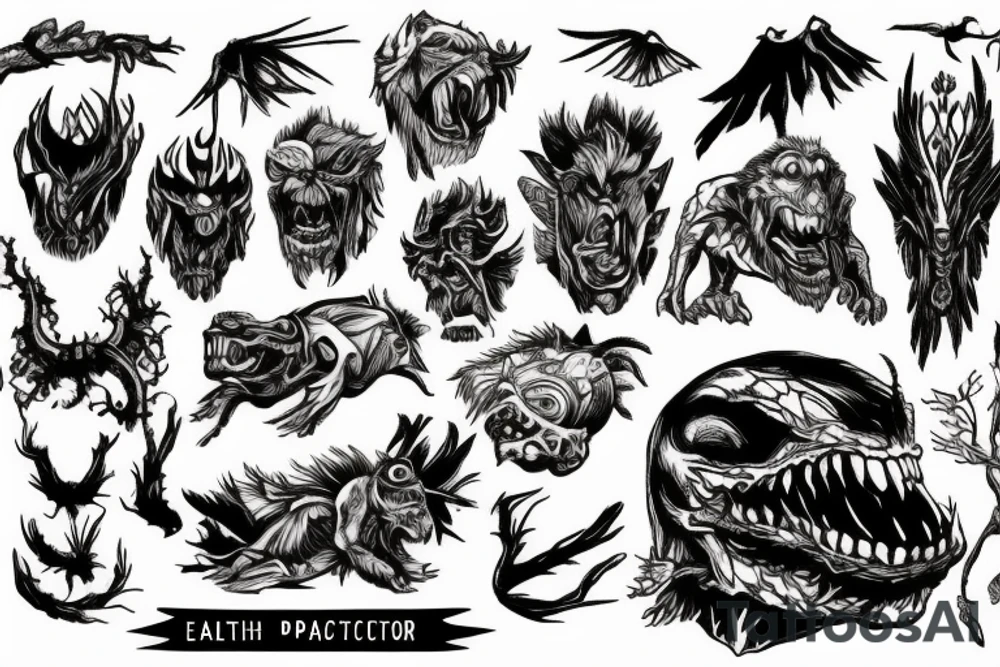 nature space freedom earth monster motorcycle tattoo idea