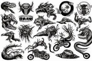 nature space freedom earth monster motorcycle tattoo idea