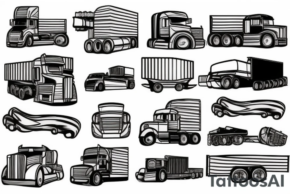 semi truck and trailer tattoo idea