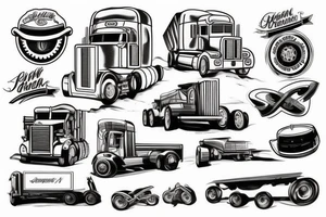 semi truck and trailer tattoo idea