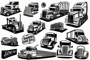semi truck and trailer tattoo idea