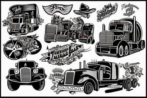 semi truck and trailer tattoo idea