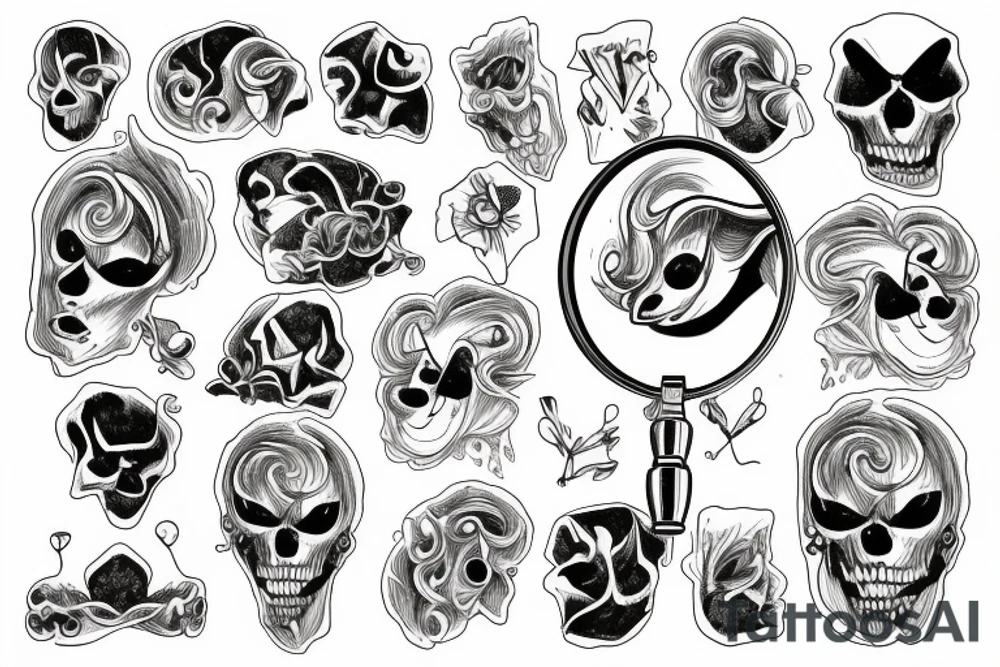 ghost holding a magnifying glass tattoo idea