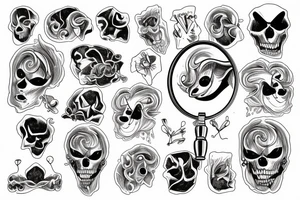 ghost holding a magnifying glass tattoo idea