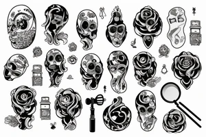 ghost holding a magnifying glass tattoo idea