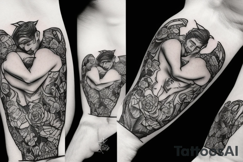 Gay couple hugging tattoo idea