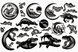 crocodile attackin the moon tattoo idea