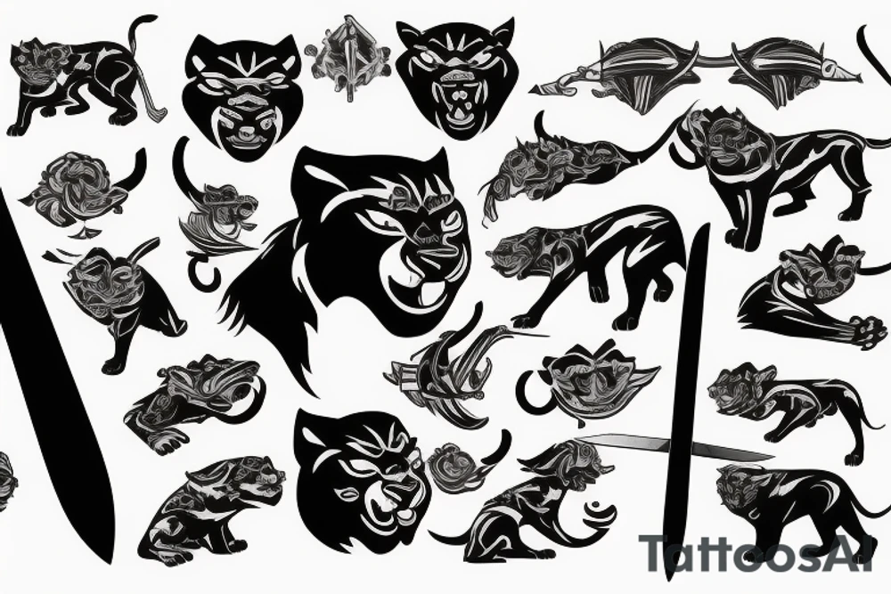 Panther warrior with sword tattoo idea