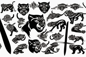 Panther warrior with sword tattoo idea