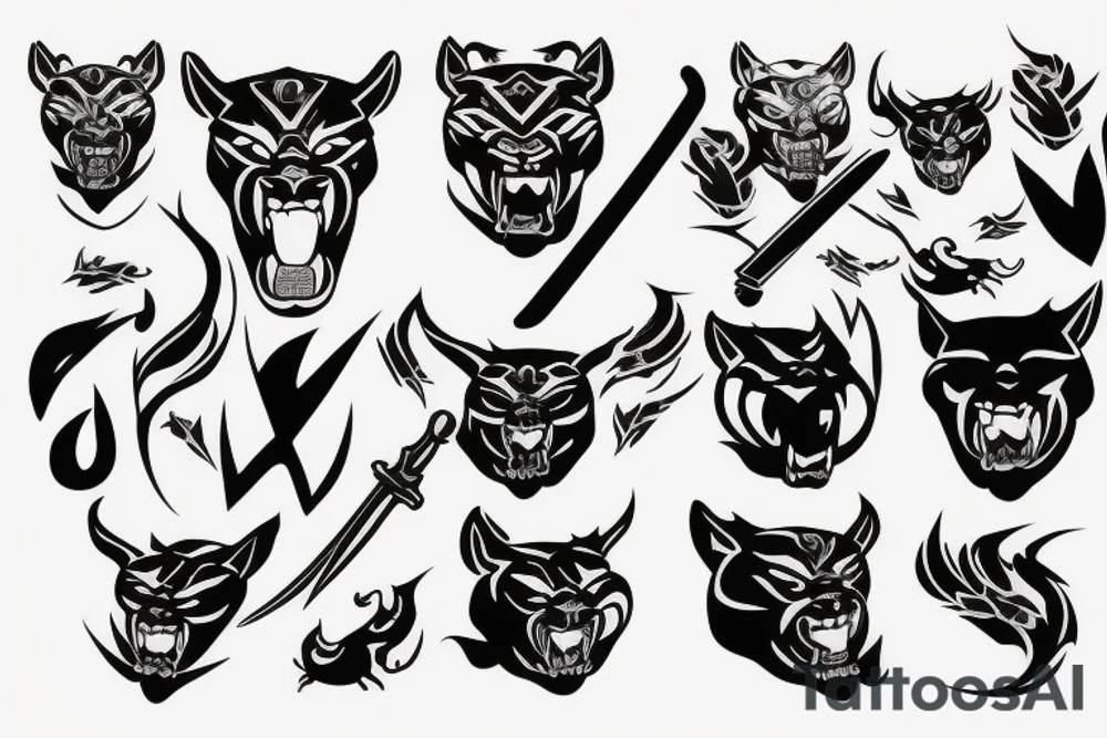 Panther warrior with sword tattoo idea