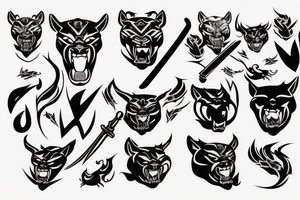 Panther warrior with sword tattoo idea
