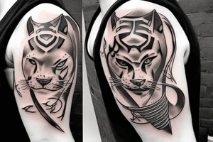 Panther warrior with sword tattoo idea