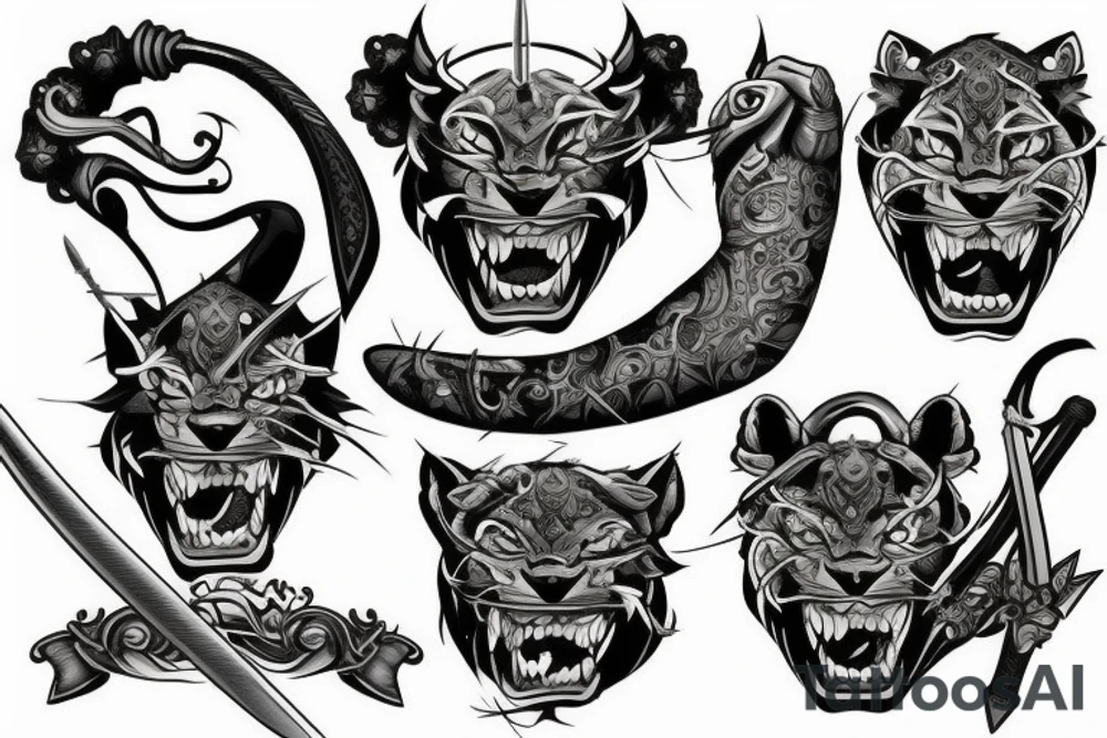Panther warrior with sword tattoo idea