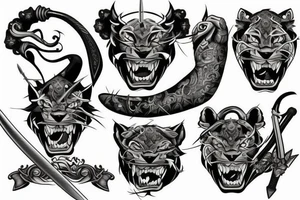 Panther warrior with sword tattoo idea