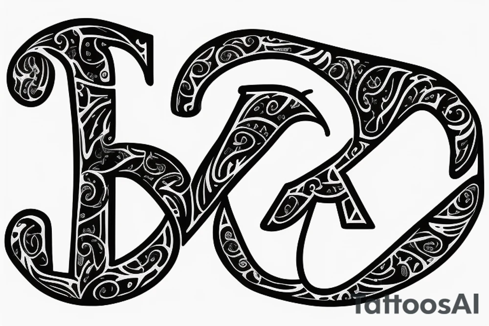 The letter E and U together in cursive tattoo idea
