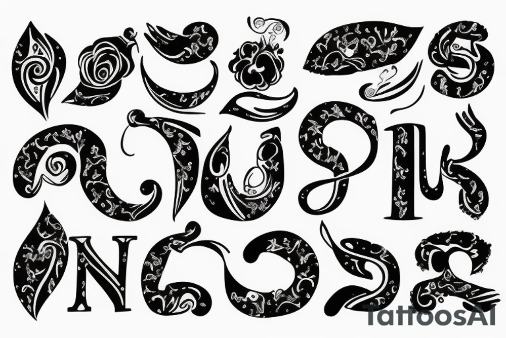 U,E together in cursive tattoo idea