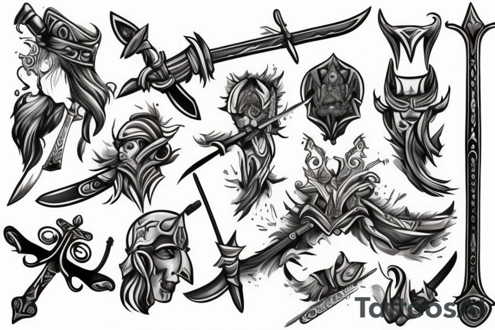 warrior with sword tattoo idea