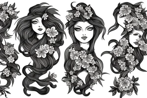 Medusa with sakura flower tattoo idea