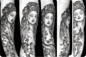 Medusa with sakura flower tattoo idea