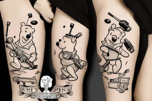 Winnie-the-Pooh shooting sniper rifle honey projectiles tattoo idea
