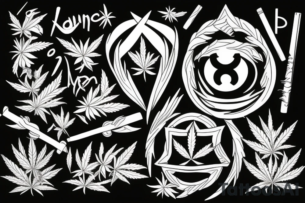 Weed symbol with joints tattoo idea