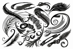 Infinity with feather on side of the curve and on other side minimal airplane tattoo idea