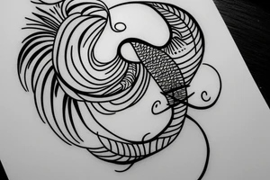 Infinity symbol with feather on side of the curve and on other side minimal airplane tattoo idea