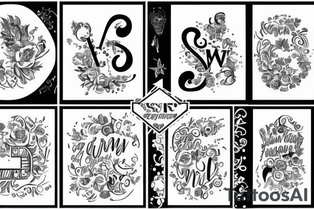 Letters collage tattoo idea