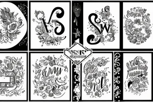 Letters collage tattoo idea
