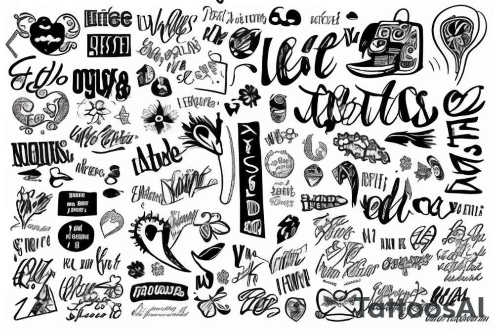 Letters collage tattoo idea