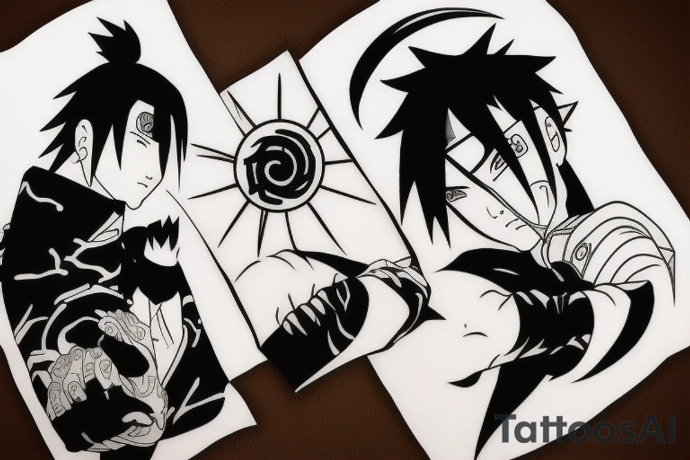Itachi ushiha and Naruto tattoo idea