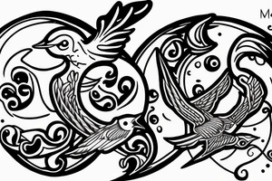 A moon and a swallow with the text free your mind tattoo idea