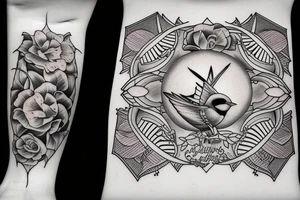 A moon and a swallow with the text free your mind tattoo idea