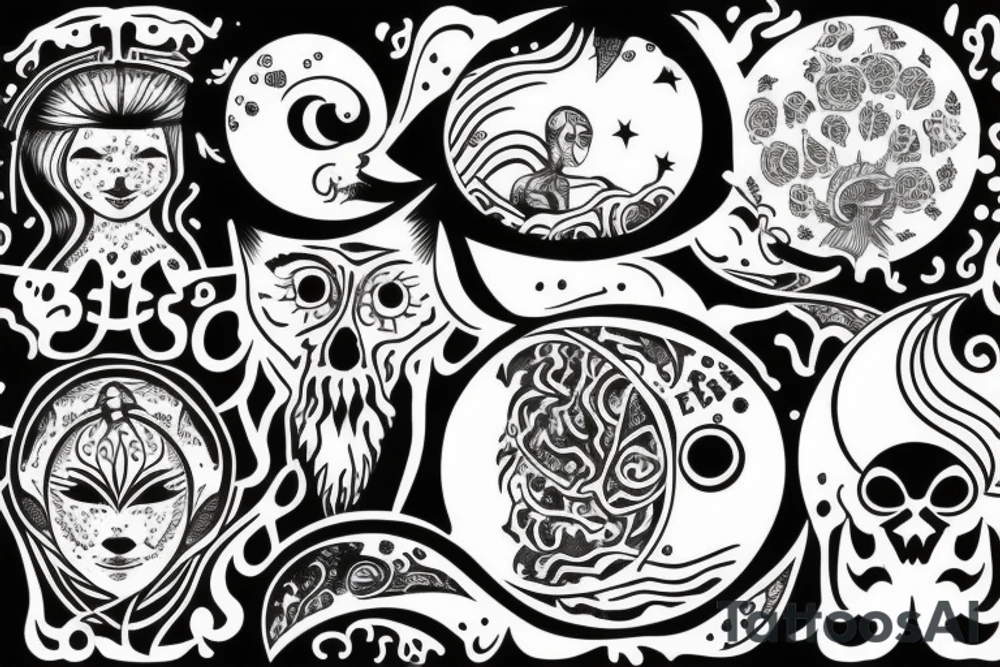 Free your mind and moon tattoo idea