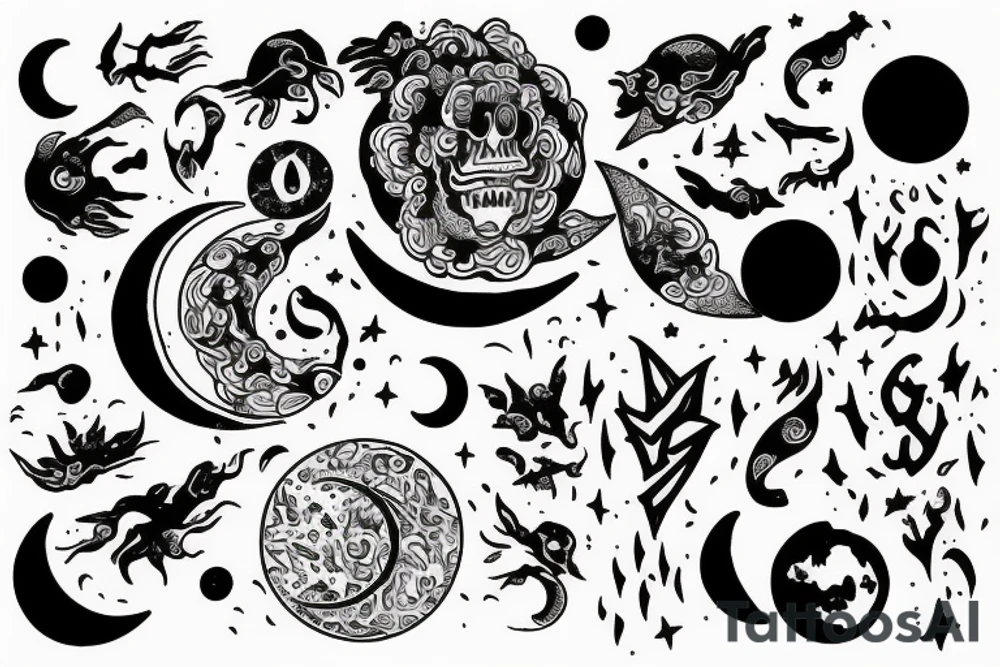Free your mind and moon tattoo idea